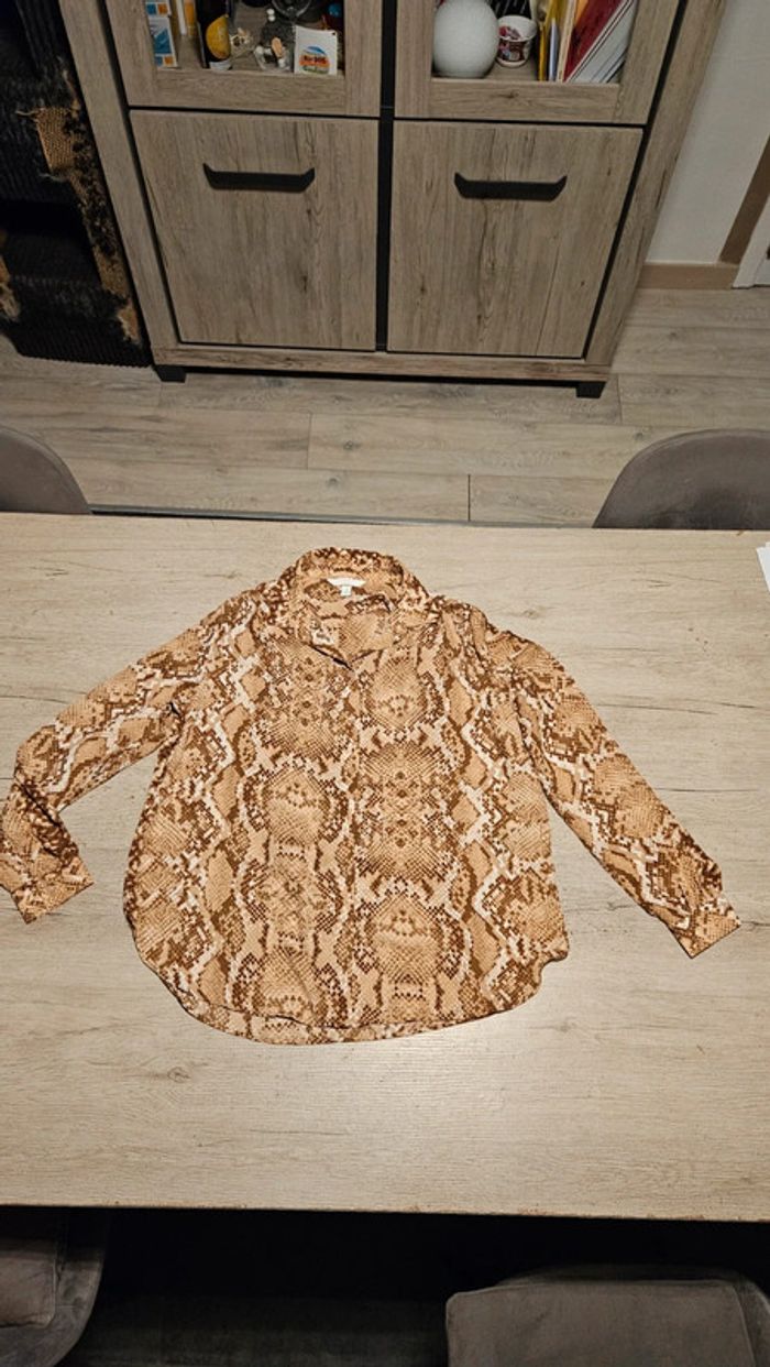 Chemisier léger femme style léopard à manches longues, H&M, 40, nickel - photo numéro 2