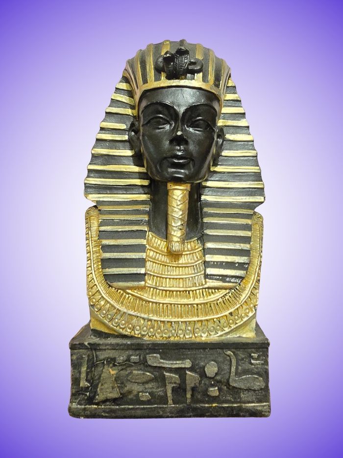 Statuette Décorative Buste Égyptien – Pharaon Toutankhamon – Noir et Doré – Déco Orientale – Bon État - photo numéro 3