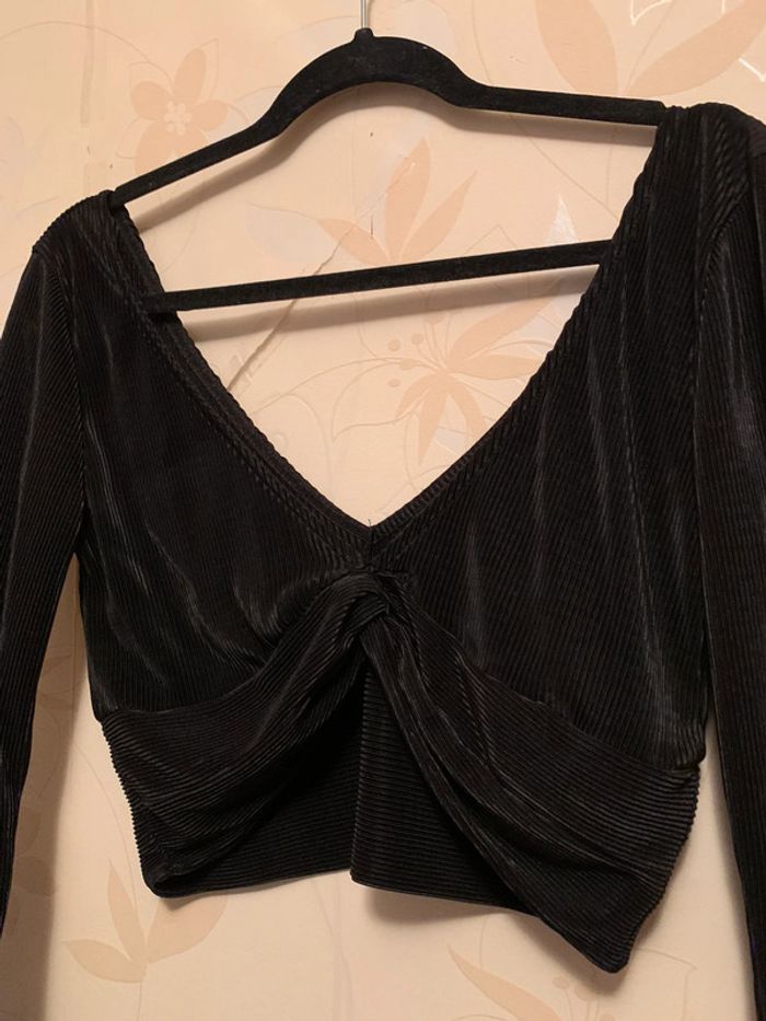 Crop top plissée noir - photo numéro 4
