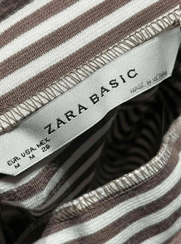 Robe bustier été Zara M 38 rayée marron blanc - photo numéro 4