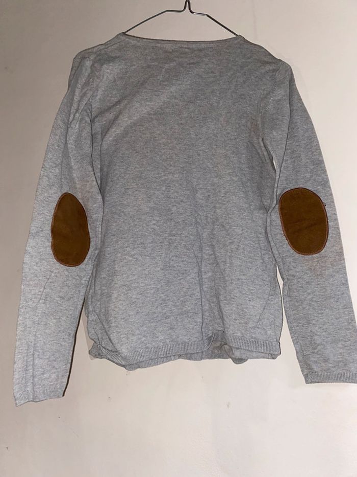 314 - gilet gris à détail marron sur les coudes - photo numéro 2