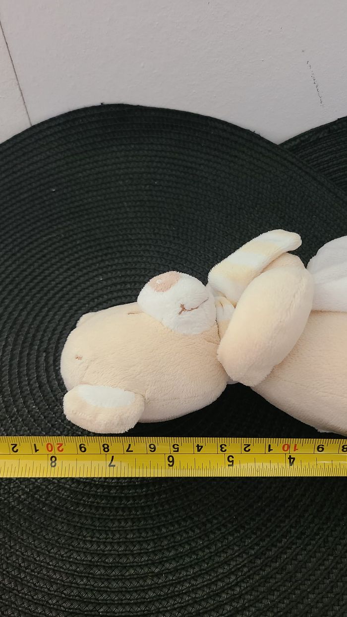 DOUDOU PELUCHE POMMETTE OURS ECRU BEIGE BLANC EMPREINTE MOUCHOIR - photo numéro 3