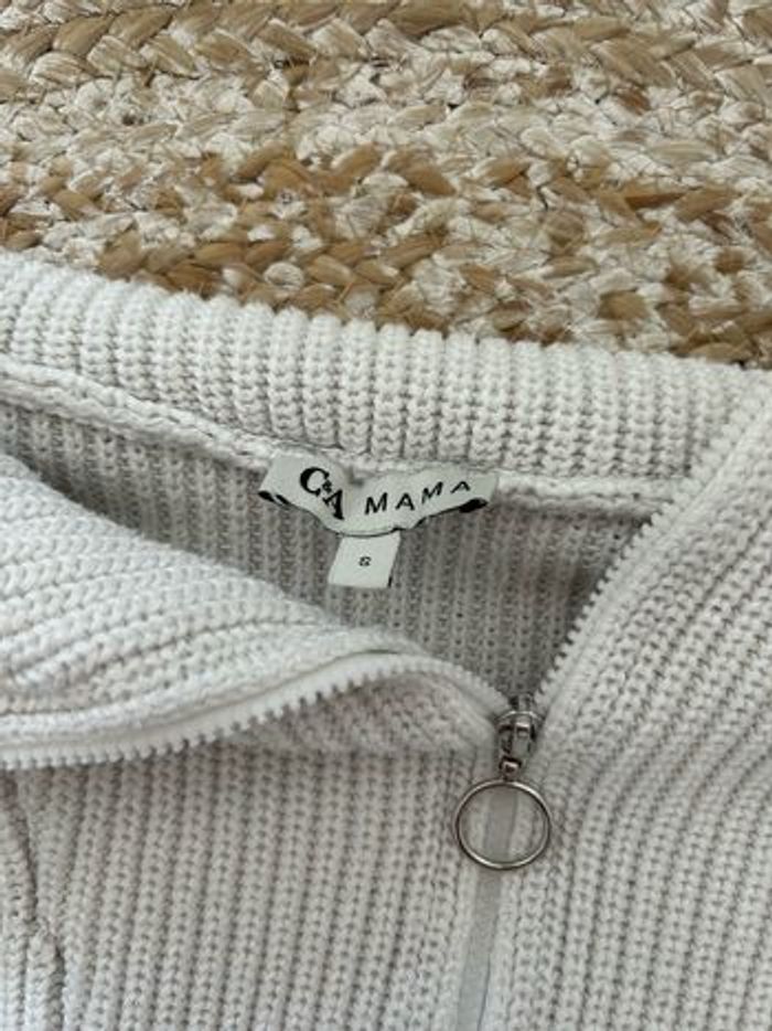 Pull blanc avec zip grossesse - photo numéro 3