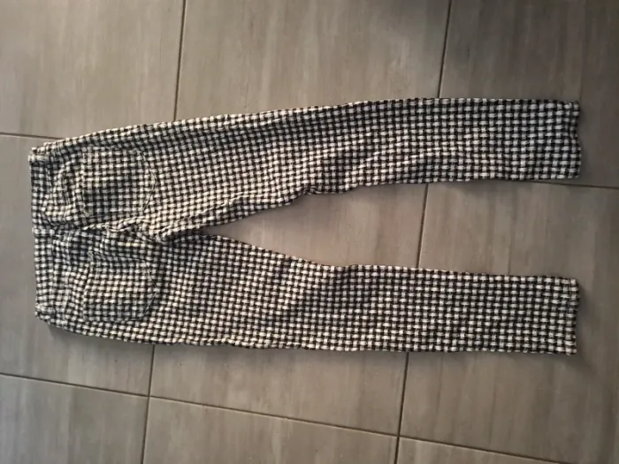 Pantalon noir blanc à carreaux Moda Ana Taille M - photo numéro 8