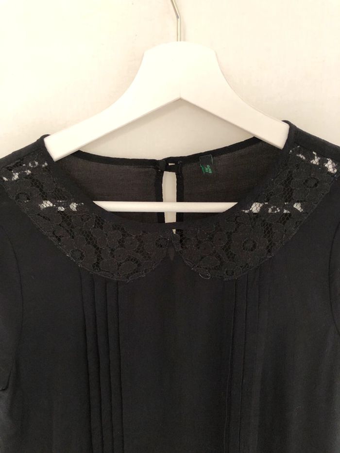 Blouse noire col Claudine en dentelle Benetton taille XS / 34 36 comme neuve - photo numéro 15