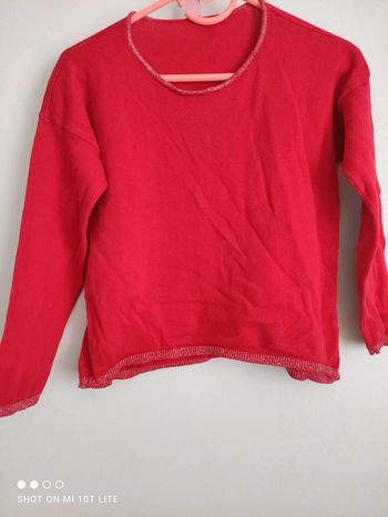 Pull rouge bordure argent punkidz