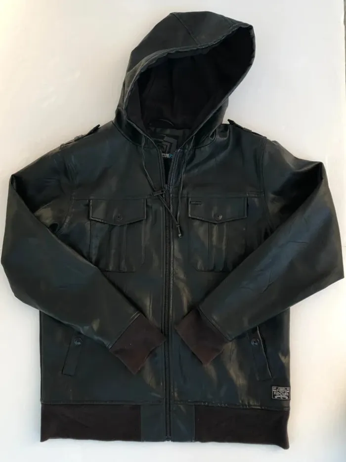 Rip Curl Perfecto jacket fake leather black Mens M - photo numéro 3