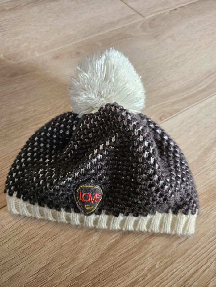 Bonnet 9-12 mois pompon