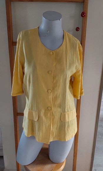 Chemise /surchemise  /veste légère Vintage gaufrée jaune T 38/40
