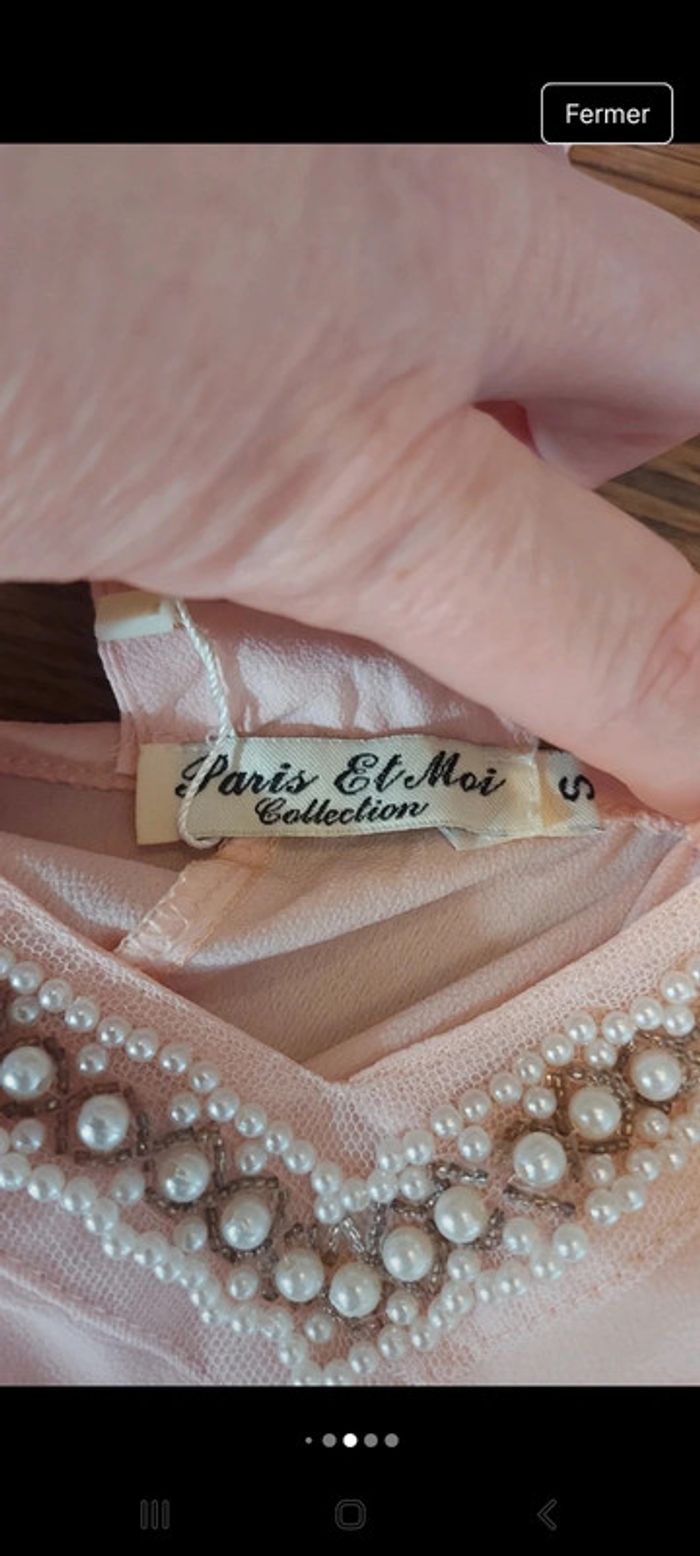 Jolie Debardeur rose Paris et Moi taille S neuf - photo numéro 12