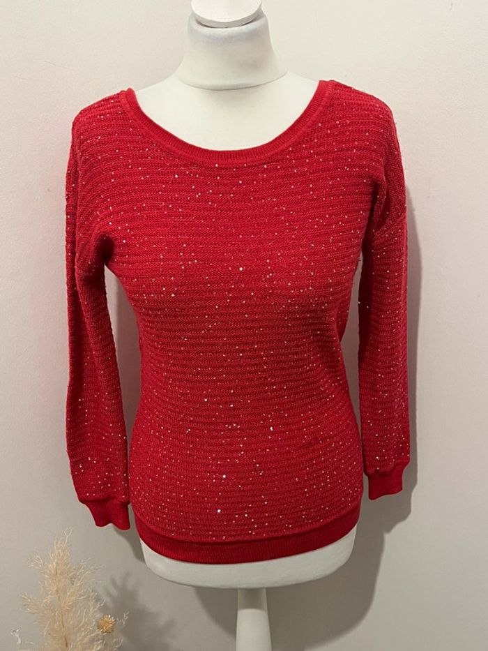 Pull rouge à sequins Sandro S