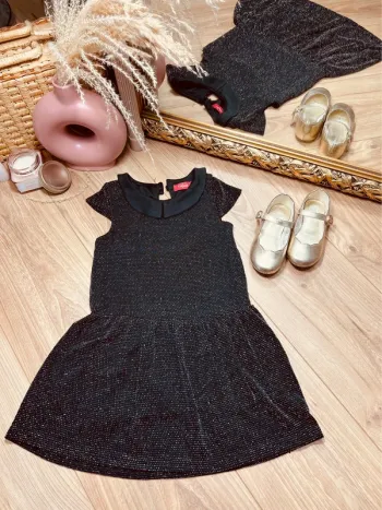 Taille 4 ans robe de fête fille Tissaia noire et argenté * scintillante * 🩷
