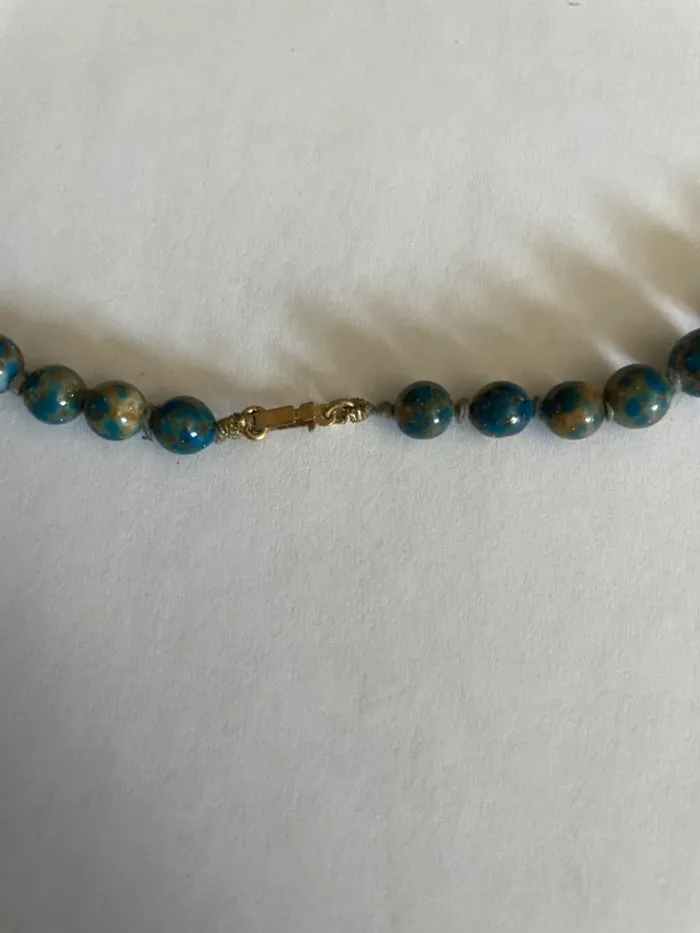 Collier pierre bleu-vert ancien - photo numéro 4