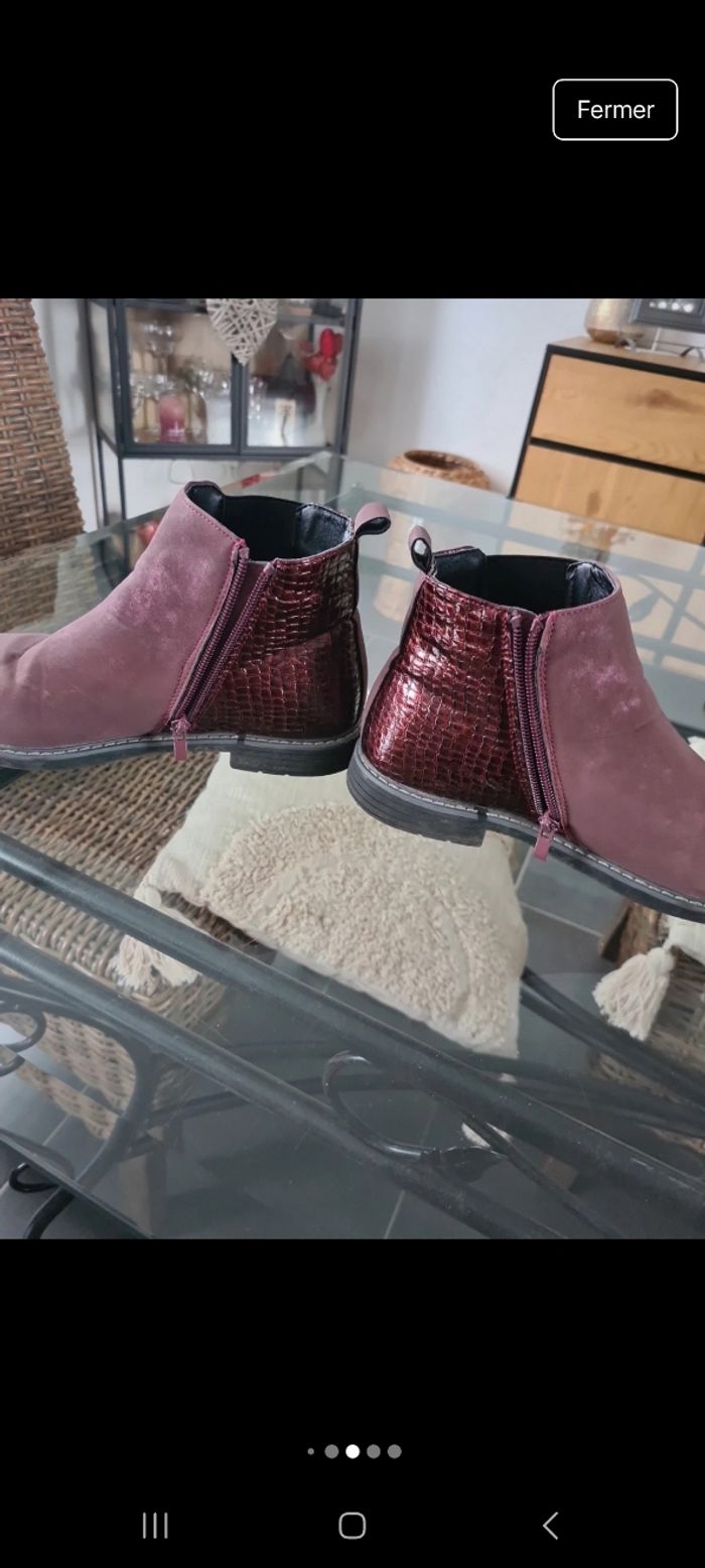 Très jolie bottines en nubuck bordeaux - photo numéro 4