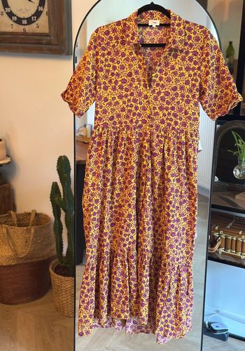 Robe à fleurs An’ge – imprimé violet et jaune – T2
