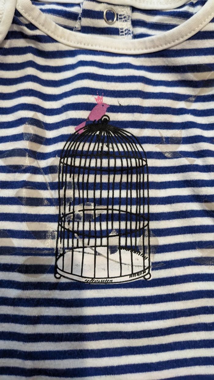 Tee-shirt bleu et blanc 12 Mois - photo numéro 2