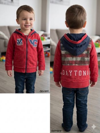 Gilet rouge effet vieilli taille 3 ans