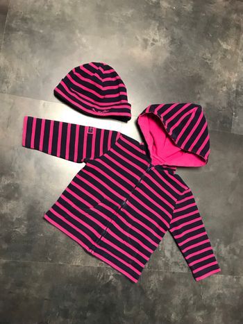 Gilet à capuche marin 12 mois et son bonnet Moussaillon