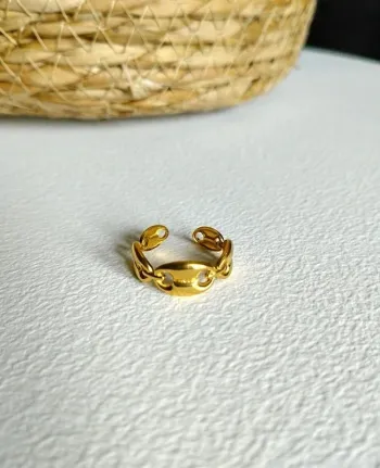 bague acier dorée