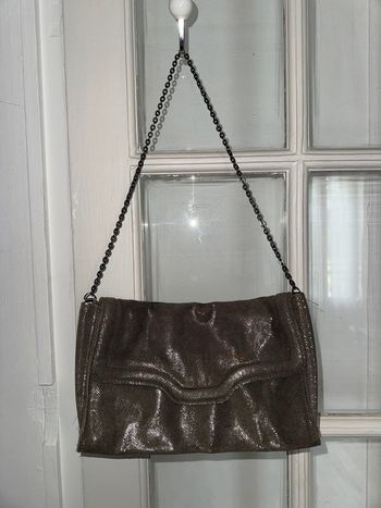 Sac petite mendigote en cuir Taupe irisé