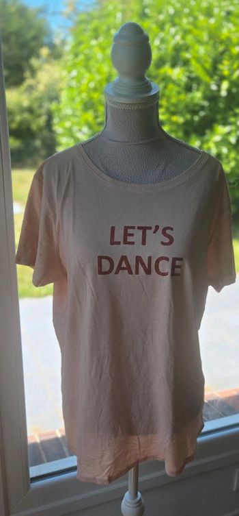 T-shirt rose pale In extenso taille L