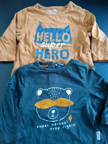 Lot de 2 t-shirts manches longues héros 3 mois