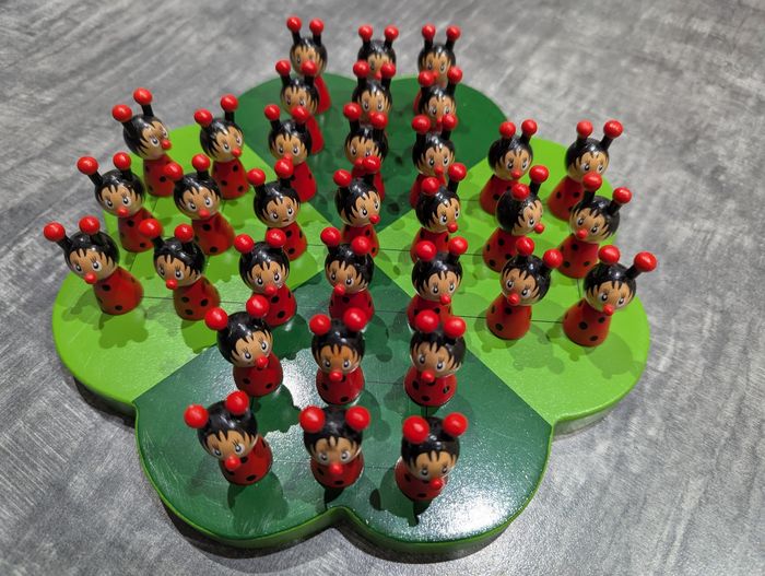 Solitaire coccinelles ULYSSE bois trèfle - photo numéro 2