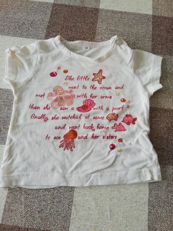 Tee shirt manches courtes blanc coquillages 18 mois