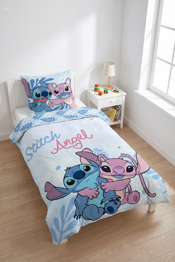 Parure de lit simple Stitch - 1 housse de couette + 1 taie d'oreiller - 100% coton
