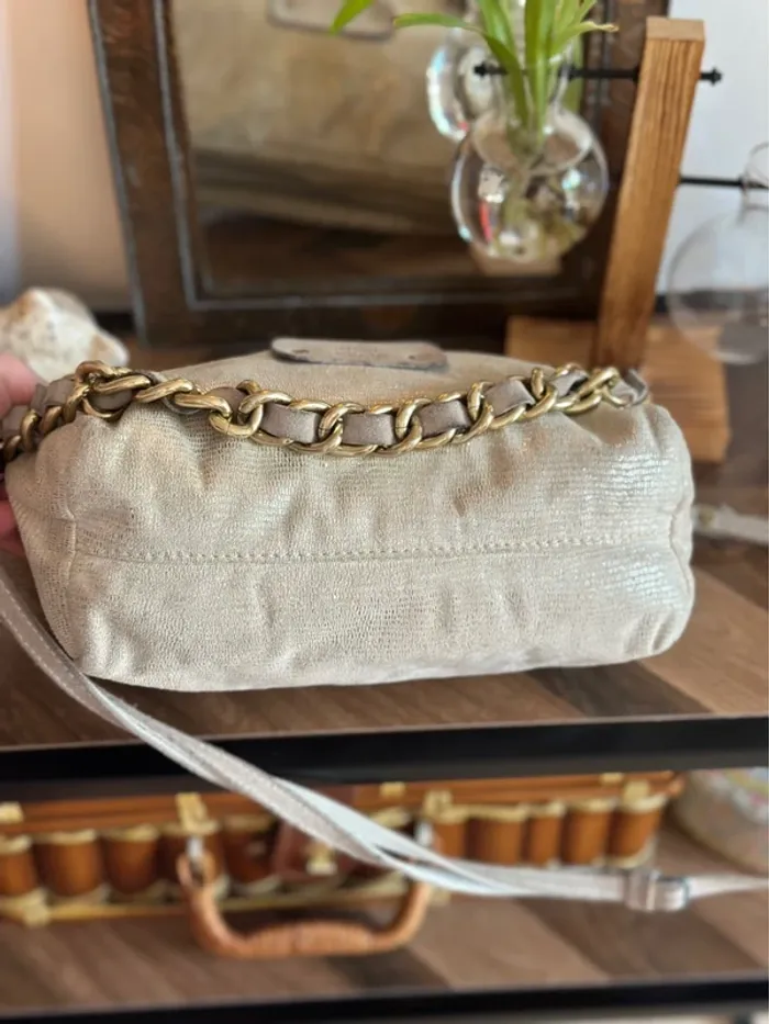 Sac en beige doré clair modèle “Mama” avec double bandoulière - photo numéro 8