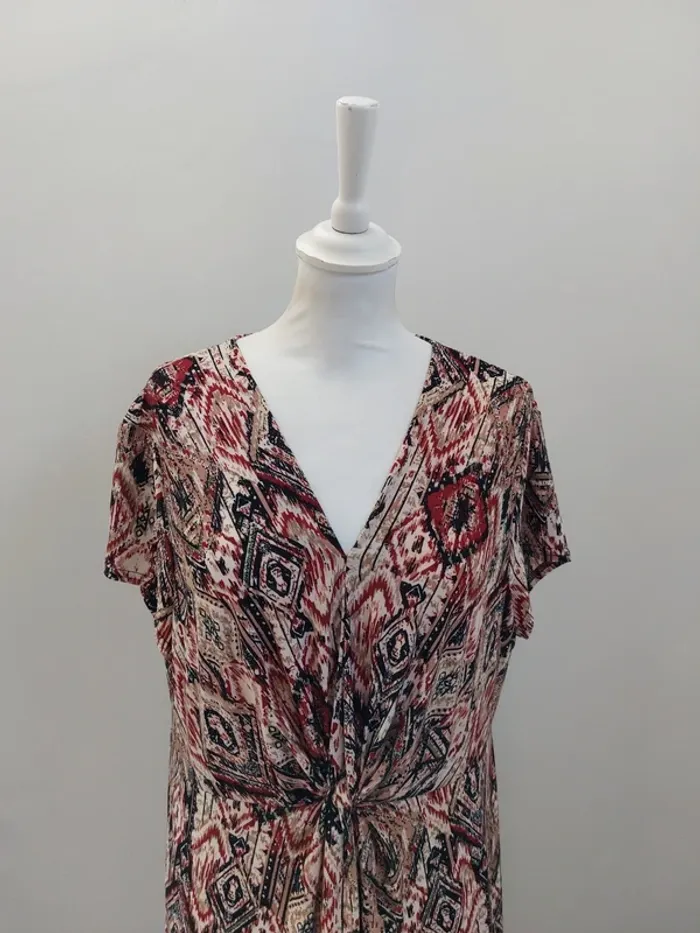 Robe longue fluide imprimée manches courtes décolleté en v 46/48 - photo numéro 5