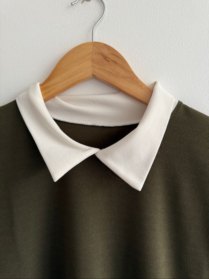 Blouse manches longues kaki blanc taille 36 S - photo numéro 5