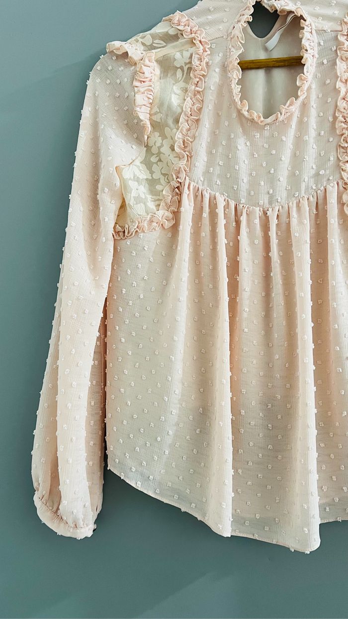 Chemisier vintage blouse manches longues Zara Taille XS rose - photo numéro 6