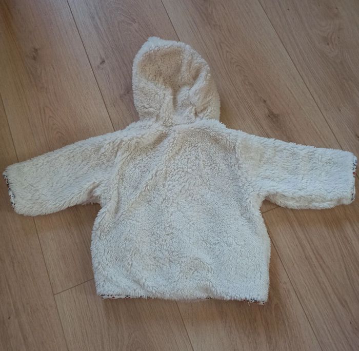 Manteau mi-saison réversible Obaïbi Crème et fleuri - Taille 6 mois 68cm - photo numéro 2