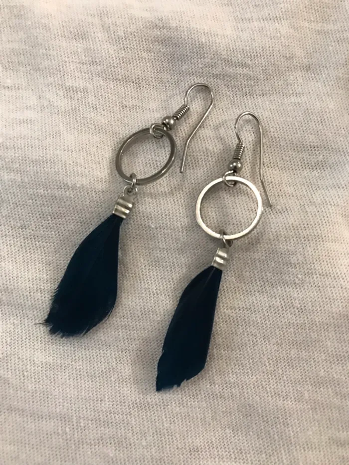 Lot de 3 paires de boucles d oreilles plume - photo numéro 2