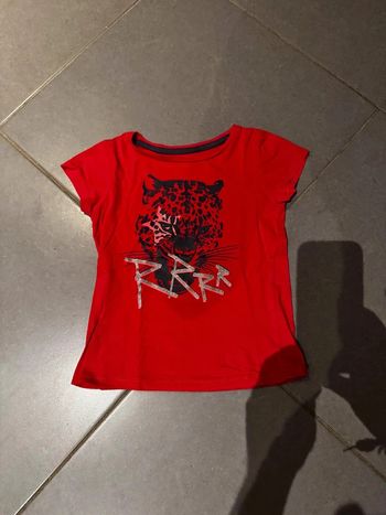 T shirt manches courtes - Tex - Panthère / RRRR / Etoile - Rose - 4/5 ans