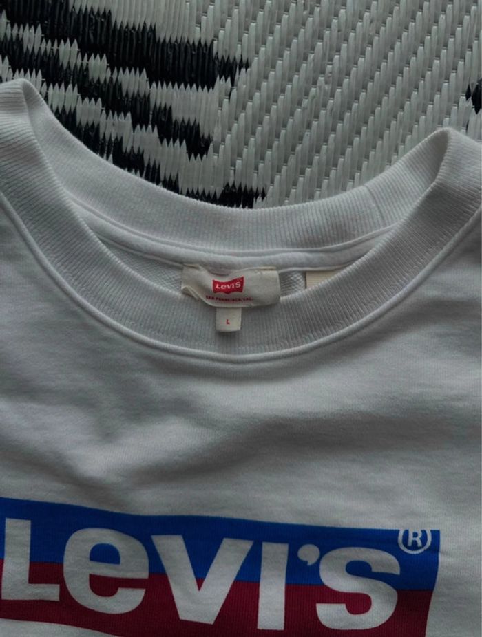Pull blanc court Levi’s bleu & rouge - photo numéro 3