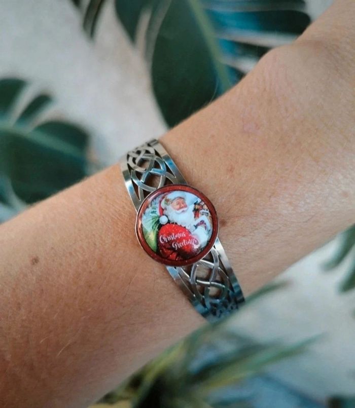 Bracelet jonc acier inoxydable bouton interchangeable réglable - photo numéro 3