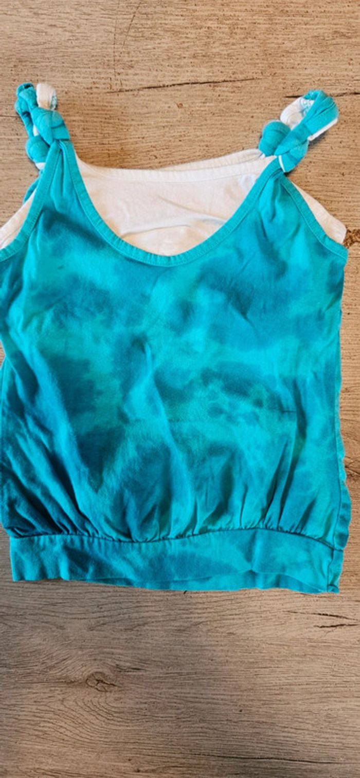 Débardeur turquoise avec t shirt blanc, In Extenso, taille 6 ans - photo numéro 3