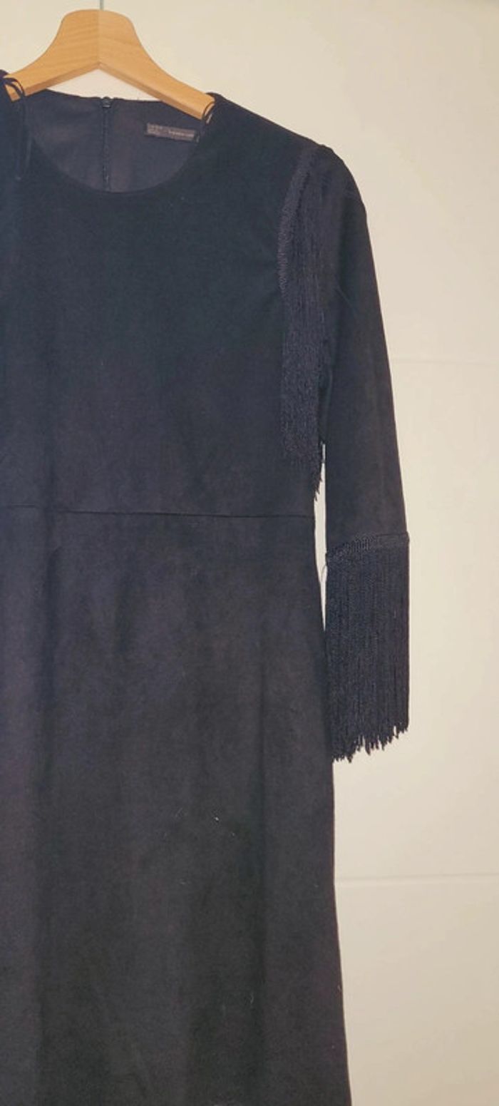 Robe courte noire Zara effet daim avec franges parfait état taille M - photo numéro 5