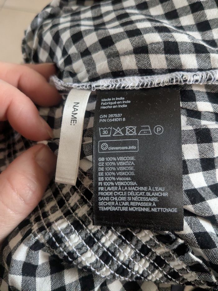 H&M top fille vichy noir taille élastiquée 12/13 ans - photo numéro 4