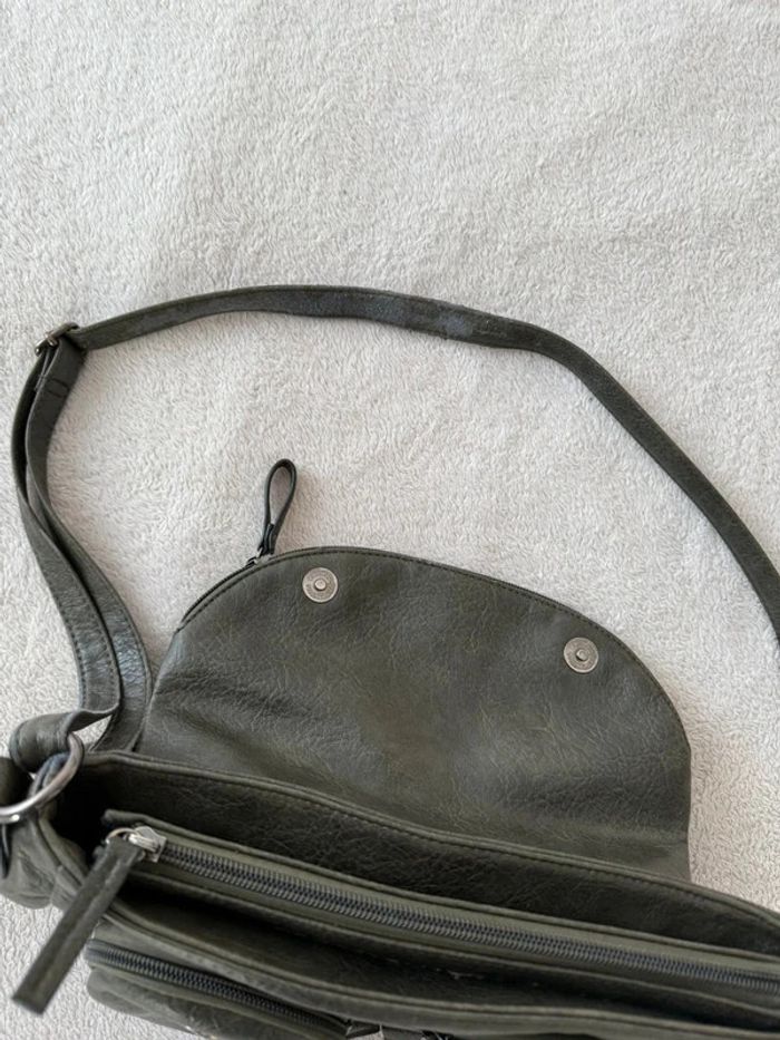Petit sac à main classe élégant similicuir gris anthracite avec poches extérieures et intérieures - photo numéro 7