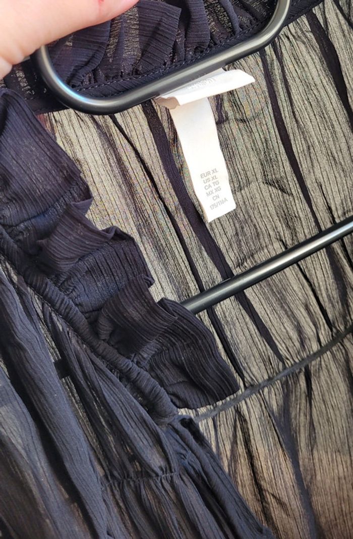 Robe noire transparence manches longues col qui se noue H&M Taille XL Neuf - photo numéro 3
