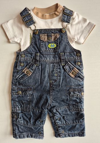 Ensemble bébé 3 mois – Salopette jean + t-shirt – Sergent Major