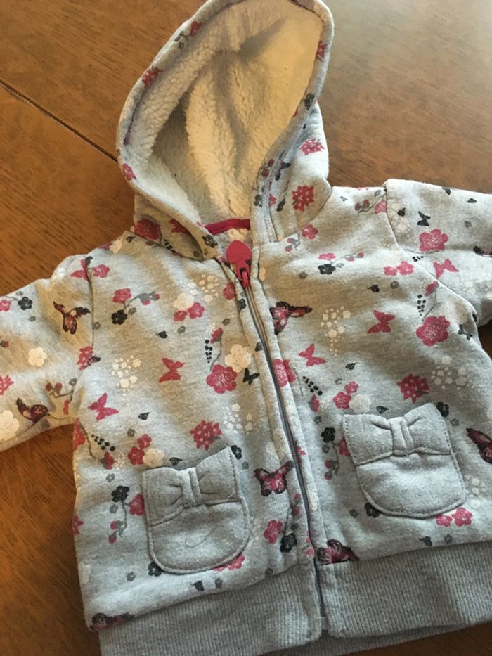 Gilet gris bébé doublé moumoute taille 3 mois - photo numéro 2