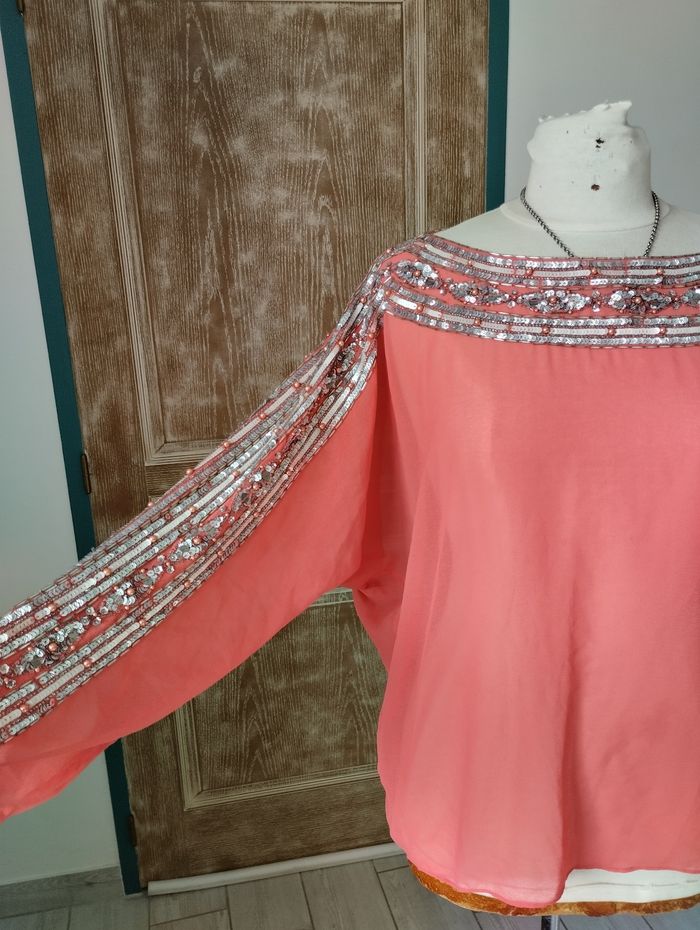 Blouse corail et argenté 🩷 - photo numéro 2
