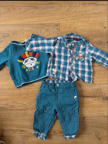 Ensemble chemise, pull et pantalon bébé 6 mois