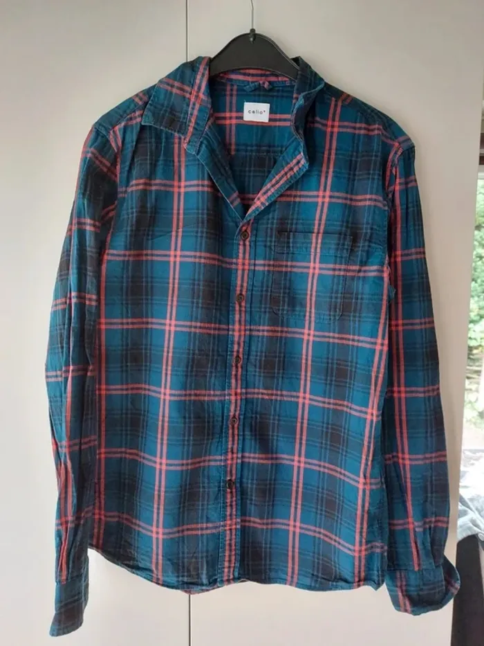 Chemise manches longues à carreaux Celio taille S