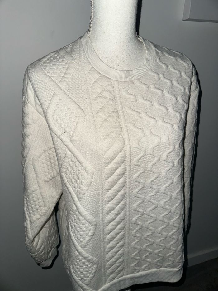 Sweatshirt oversize mailles torsades blanc Zara T36 S - photo numéro 7