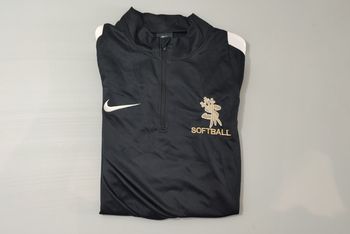 Vêtement Homme Sweat zippé 1/4 Haut de sport noir Softball Nike dri-fit retouché taille L #Retrostre